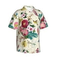thumbnail image 3 of Xecao Bird Butterfly Rose print Hawaiian shirt - a stylish short-sleeve button-down for men, perfect for casual beach and tropical outings., 3 of 9