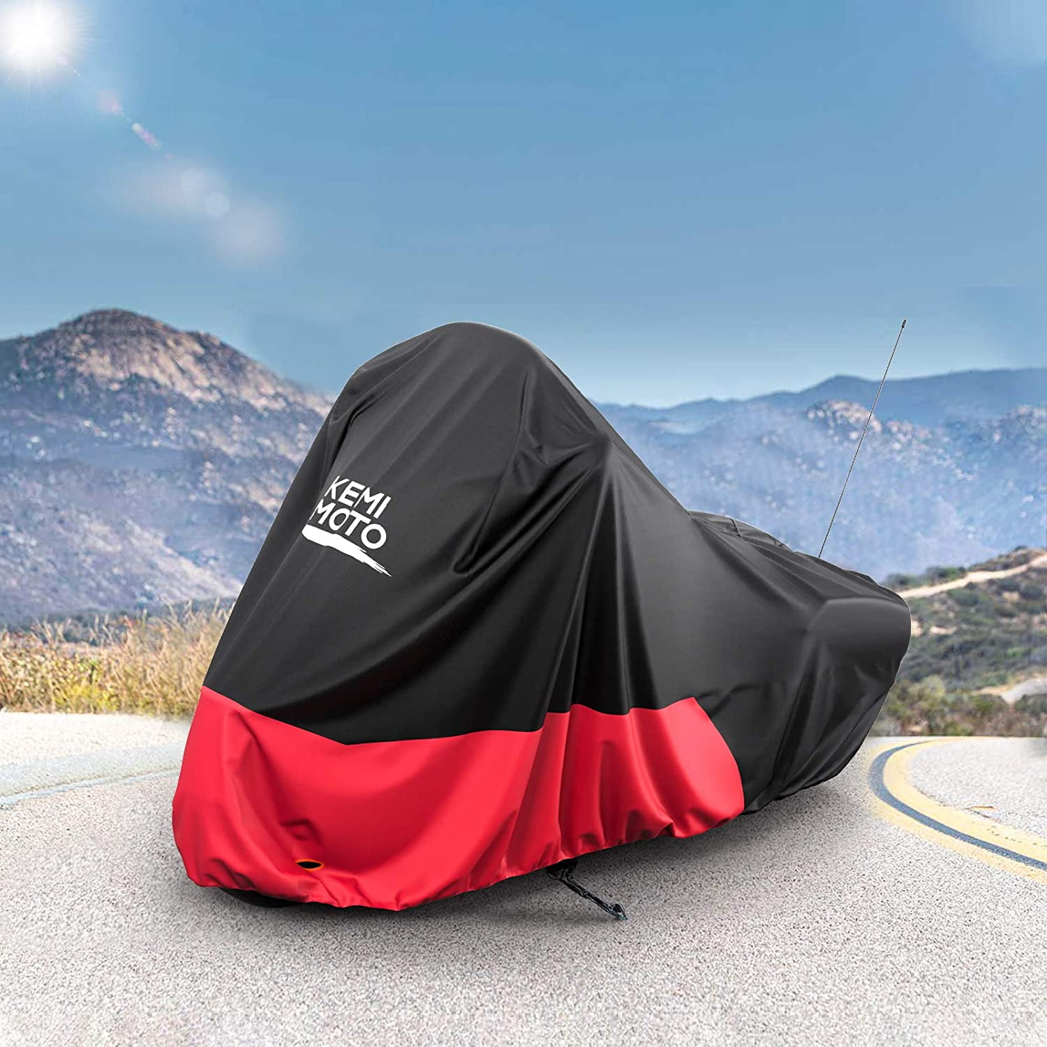 KEMIMOTO Motorcycle Cover, Compatible with Touring Models Road King Street Glide Road Glide Cover Waterproof Impermeable Outdoor All Weather Protect from Dust Sunlight Rain, Black