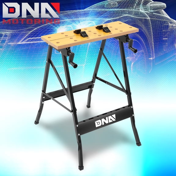 100 KG Portable Light Weight Foldable Adjustable Wood Top Workbench Yellow/Black