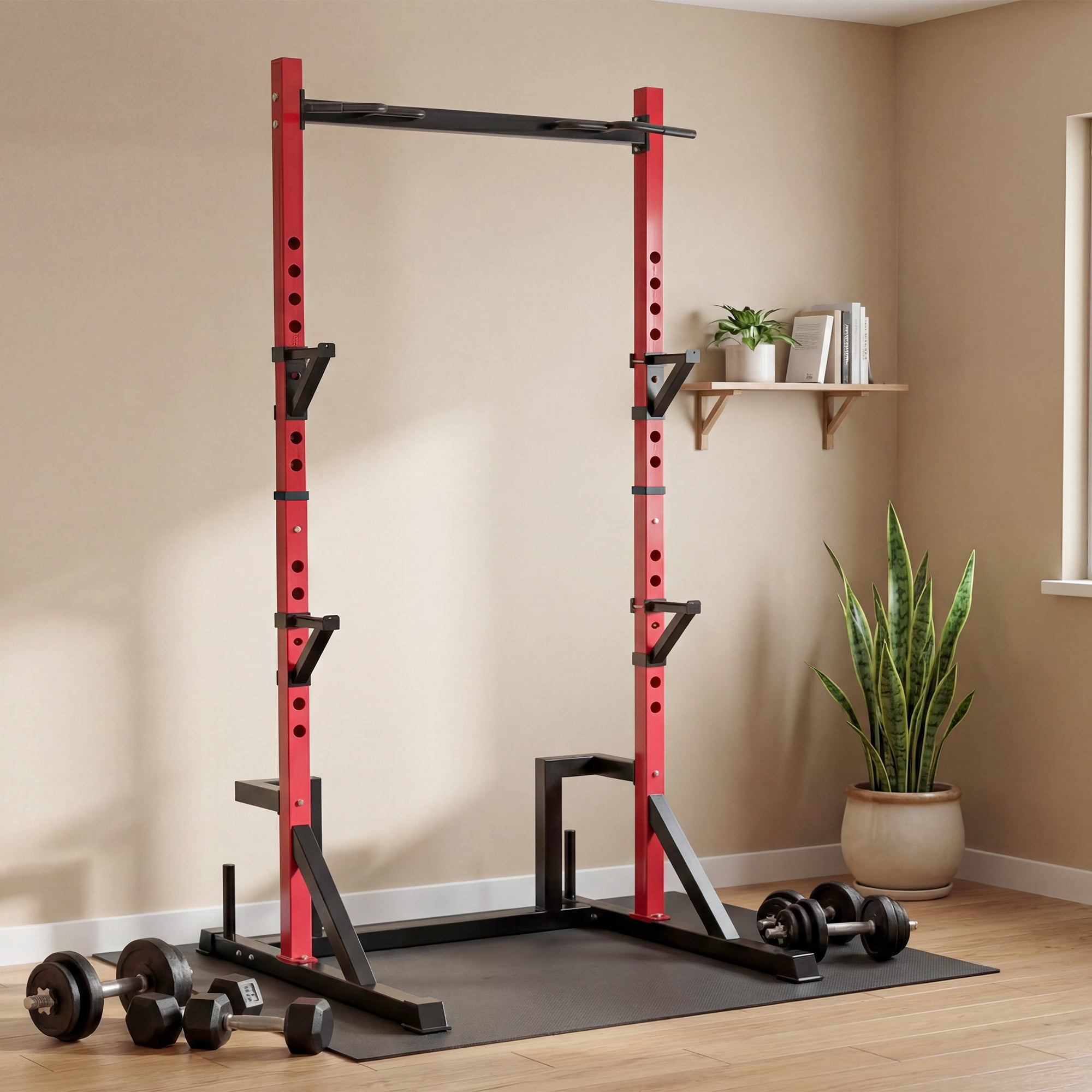 Primy Power Rack with Pull up Bar for Home Gym, 800Lbs Capacity Multifunction Adjustable Squat Stand Rack, Power Rack Cage