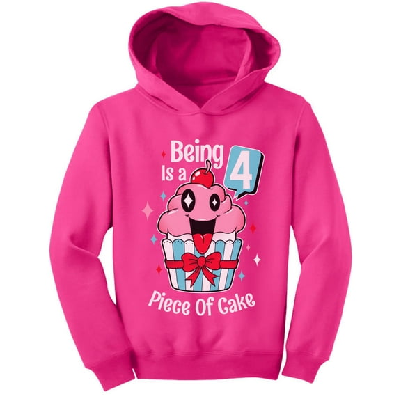Gift for 4 Year Old Girl 4th Birthday Funny Cupcake Toddler Hoodie 5/6 Pink