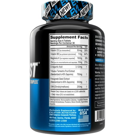 EVL Complete Testosterone Booster for Men - Post Workout Recovery Testosterone Supplement with DIM Plus D Aspartic Acid and Tribulus - EVLTest Estrogen Blocker for Men Post Workout Supplement