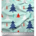 thumbnail image 1 of Soimoi Green Japan Crepe Satin Fabric Christmas Tree Fabric Prints By Yard 42 Inch Wide, 1 of 3
