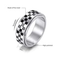 thumbnail image 2 of HIJONES Rotatable Racing Flags Ring for Men Women Checkerboard Stainless Steel Punk Gothic Ring Personalized Hip Hop Ring Band Jewelry Black Size 11, 2 of 6