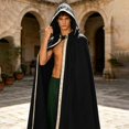 thumbnail image 6 of SAWOBUUN Renaissance Hooded Cloak for Men Women,Halloween Medieval Cape Witch Robe Victorian Suede Cape, 6 of 9