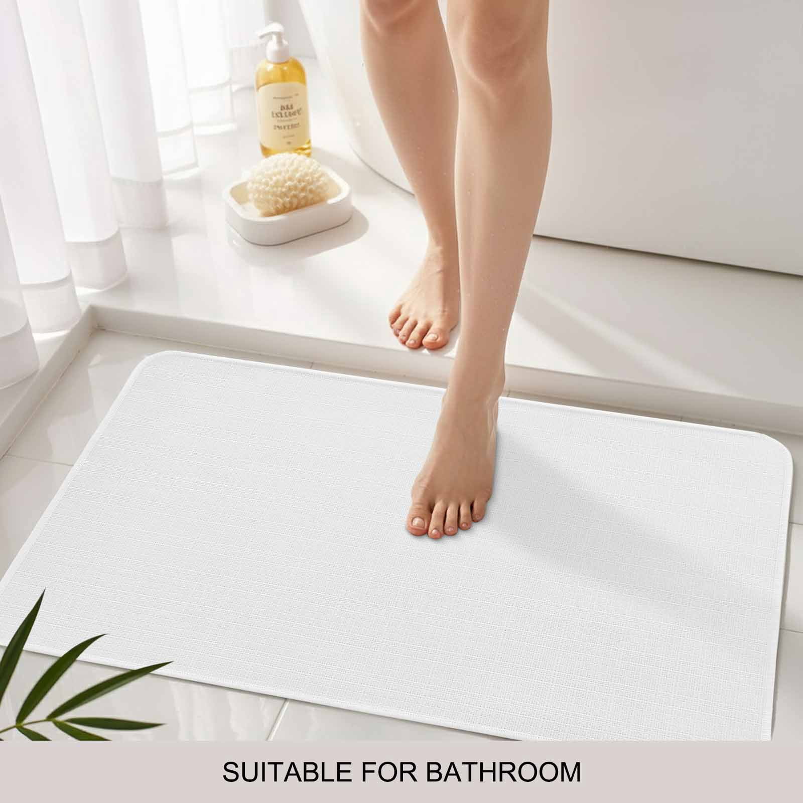 White Doormat Outdoor Entrance 24"x36", Modern Minimalist Pure Soild Color Absorb Moisture Dirt Door Mats, Non-Slip Rubber Backing Floor Mats Indoor, Low-Profile Front Door Rugs