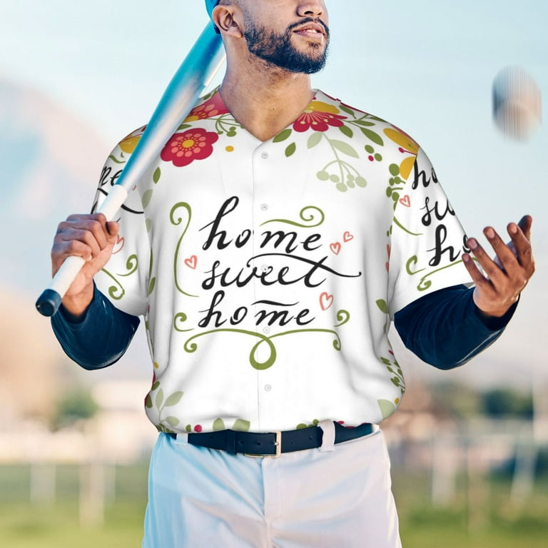 Balery Home Sweet Home Floral Baseball Jersey for Men Casual Button Down Shirts Short Sleeve Active Team Sports Uniform X Large Walmart