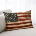 thumbnail image 2 of American Flag Throw Pillow Cover 20 x 26 Inch Decorative Pillow Cover Retro USA Flag Blue Red Vintage Wooden Lumbar Pillowcase Seasonal Rectangle Cushion Case for Couch Sofa Bed Living Room, 2 of 7