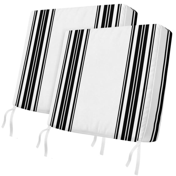 Outdoor Patio Cushion Covers 2 Pack Black Stripes Chair Pads Slipcovers with Ties & Zipper Waterproof Seat Cover Set Simple Style Seat Cushion Covers for Outdoor Couch Sofa 20x18 Inch