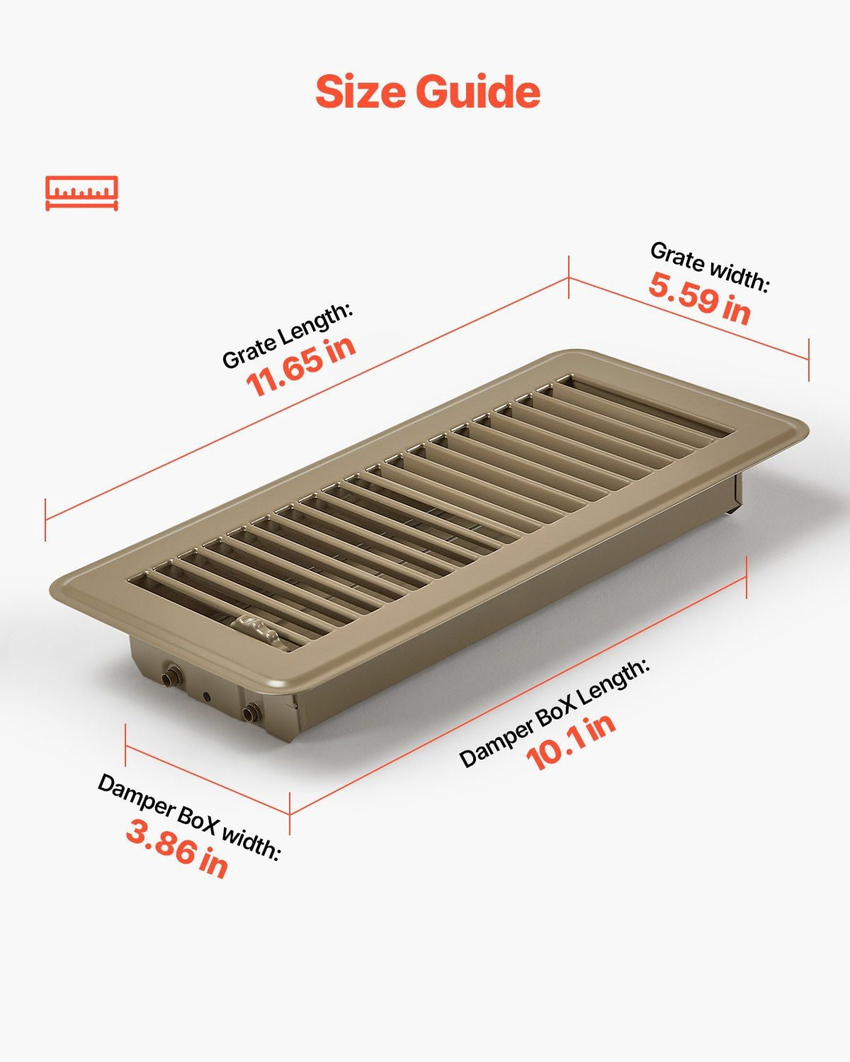 6-Pack 4x10 Inch Brown Floor Registers, Heavy Duty Iron HVAC Air Vent Covers for Home Heating & Cooling