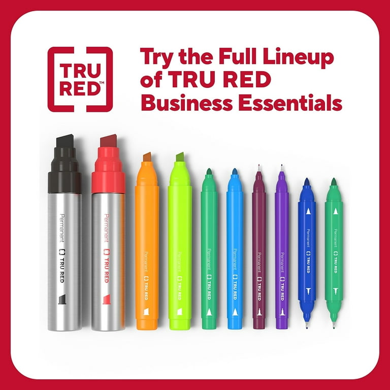 TRU RED Pen Permanent Markers Ultra Fine Tip Blk 36/Pack TR54546