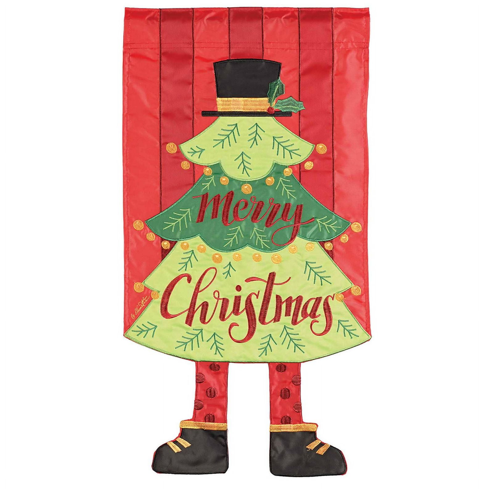 Magnolia Garden Merry Christmas Tree 13 x 24 Inch Polyester Crazy Legs Garden Flag