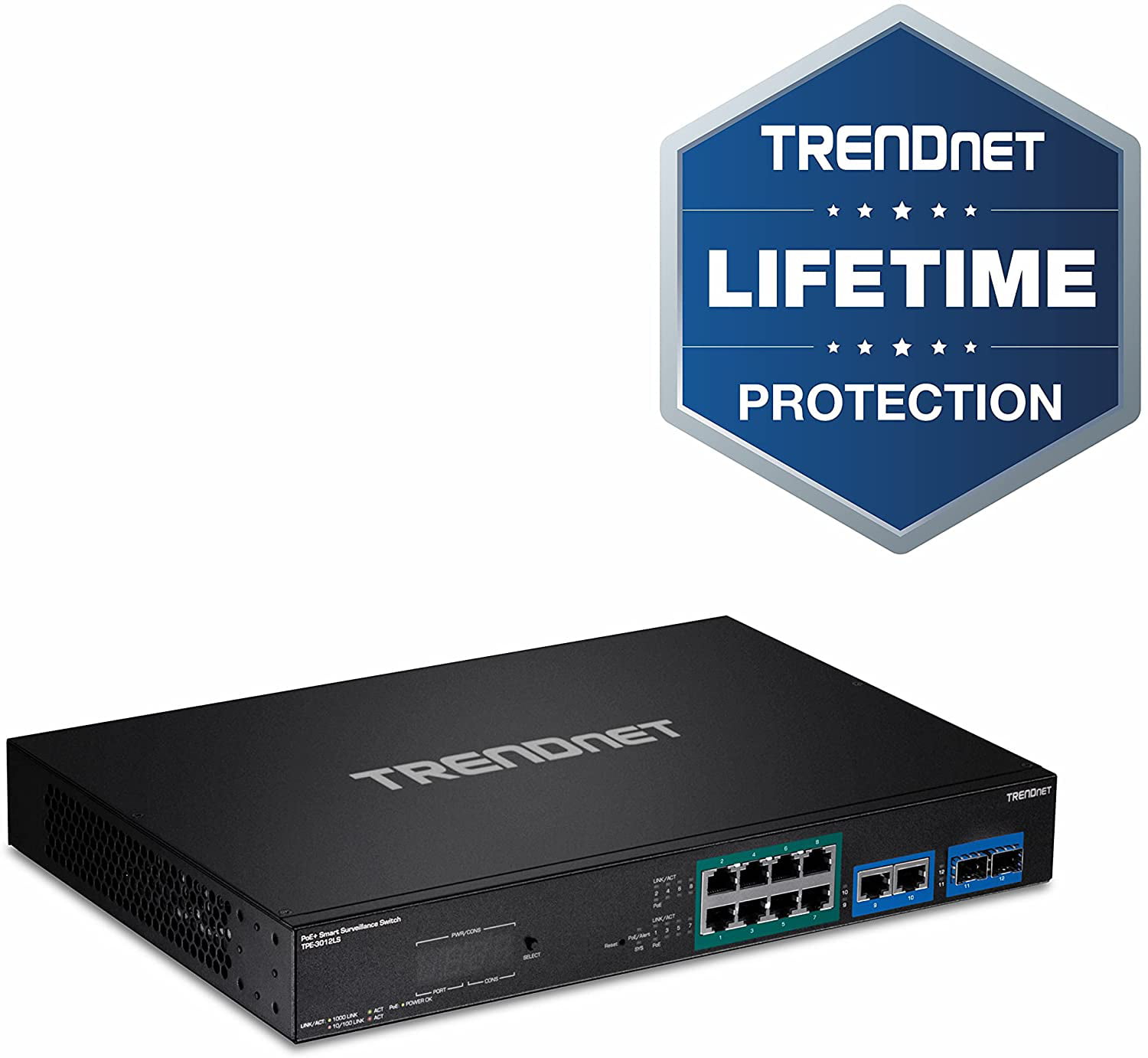 TRENDnet TPE-3012LS, 12-Port Gigabit PoE+ Smart Surveillance Switch