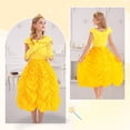 thumbnail image 6 of Marendyee Princess Dress Off Shoulder Layered Costume for Little Girl Halloween Cosplay Birthday Outfit Yellow 5-6 Years, 6 of 16