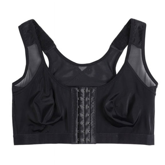 Women Front Fastening Sports Bra Padded Zipped Seamless Racerback Wirefree Yoga Bra