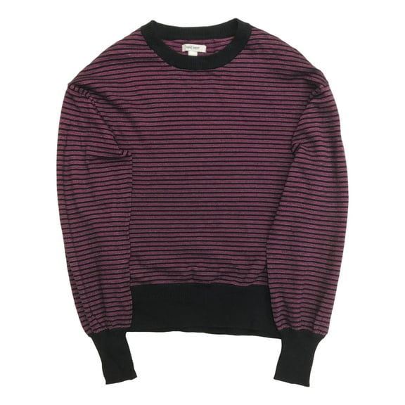 Nine West Womens Purple & Black Sparkle Stripe Long Sleeve Shirt Top Tunic Large