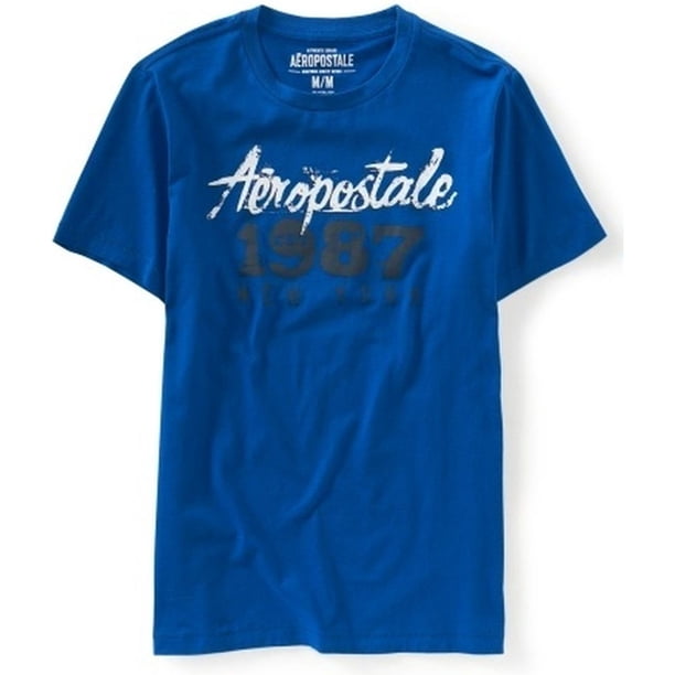 Camiseta gráfica Aeropostale Mens Destroyed Est. 1987 azul grande