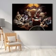 thumbnail image 5 of HFDF Cats Playing Poker Canvas Wall Art | Trippy Memorabilia Gifts for Guys & Entertainment Room | Funny Parody Art Modern Wall Decor for Home Bathroom Bedroom Ready to Hang 10x8inch Unframed, 5 of 6