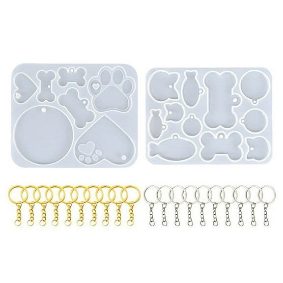 Silicone Dog Tag Mold Resin Cat-Tag Molds for Resin,Dog Bone Shaped Keychain Silicone Mold DIY Jewelry Casting Mold