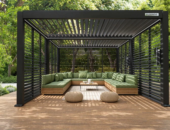 FlexPatio 10'x10'Motorized Pergola Kit（4-inch post）,Gray
