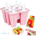thumbnail image 1 of Molde para helado, 6 piezas, molde para paletas de hielo rosa, sorbete de paletas, bricolaje, reutilizable, moldes para cubitos de hielo, helado, yogur, gelatina, molde para paletas, sin BPA, para, 1 of 5