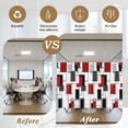 thumbnail image 5 of Red Grey Black Window Privacy Film, Irregular Geometric Modern Abstract Static Cling UV Sun Blocking Heat Control Window Tint Day and Night, Non-Adhesive One Way Windows Privacy Cover 17.7''x78.7'', 5 of 7