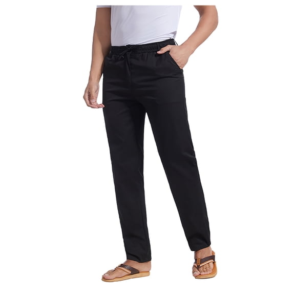 Large Casual Pants For Men Trendy Business Casual Pants For Spring Comfortable Straight Leg Solid Color Trousers Black 2XL