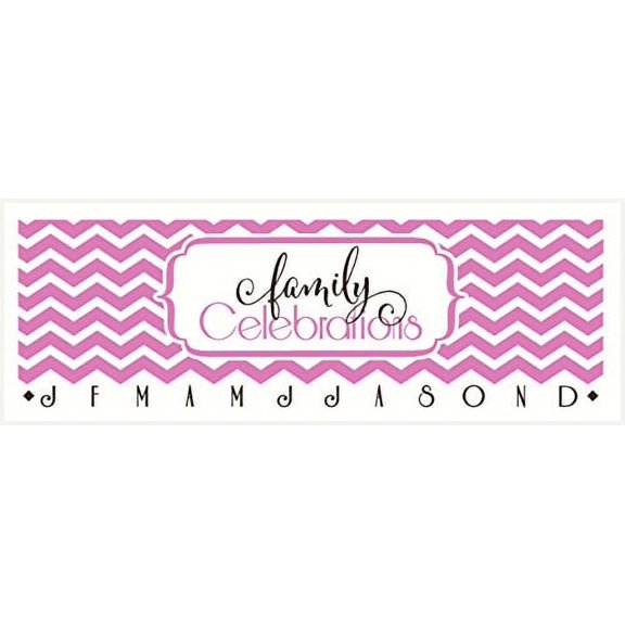 Family Celebrations Lettering with Chevron Design and Month Letters for Birthday Board Project Vinyl Decals Stickers, 23 x 7.5 , Soft Pink/Chocolate