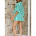 thumbnail image 6 of Biezeib Women Shorts Set, Striped Short Sleeve Shirt with Elastic Waist Shorts Summer Outfit, 6 of 6