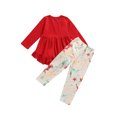 thumbnail image 3 of Kmbangi Baby Christmas Long Sleeve + Trouser Elk Embroidery Ruffle Clothes Set, 3 of 10