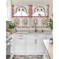 thumbnail image 4 of Pink Roses Swag Kitchen Curtains Sets for Windows 24 Inch Length, Spring Horseshoes Floral Leaves Rustic Short Window Curtain Panels Swags Valances and Tiers 3 Piece Set for Cafe/Dining Room, 4 of 5