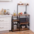 thumbnail image 3 of Costway 4-Tier Vintage Kitchen Baker's Rack Utility Microwave Stand w/ Basket & 5 Hooks, 3 of 10