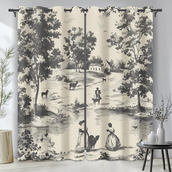 Blackout Curtains For Bedroom Decor, Vintage Farmhouse Curtains, French Country Floral Drapes Thermal Insulated Grommet For Living Room 26"W x 63"L (Pack of 2)