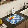thumbnail image 5 of Yayeee Dish Drying Mat for Kitchen Counter 16" x 18" Microfiber Super Absorbent Coffee Decorative Pad, Blue and Gray Plaid Pattern, 5 of 9