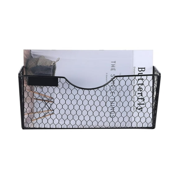 Black Magnetic File Holder,File Pocket Mail Organizer,Office Hanging Magazine Rack for Cabinets,14x6.7x2.7In No Drilling Mail Organizer for Office,Home(1Pc)