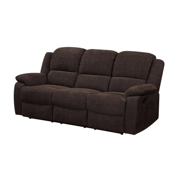 HomeRoots 79" Brown And Black Chenille Reclining Sofa