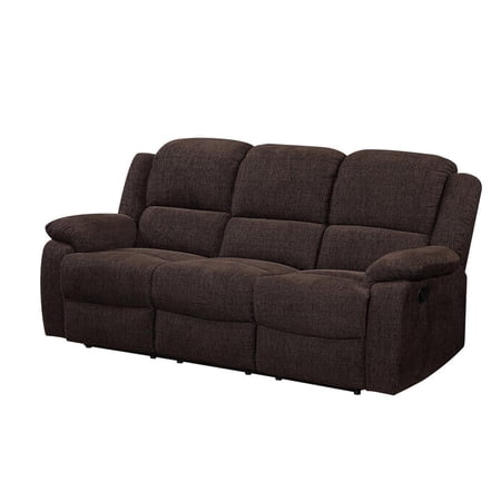 HomeRoots 79 Brown And Black Chenille Reclining Sofa