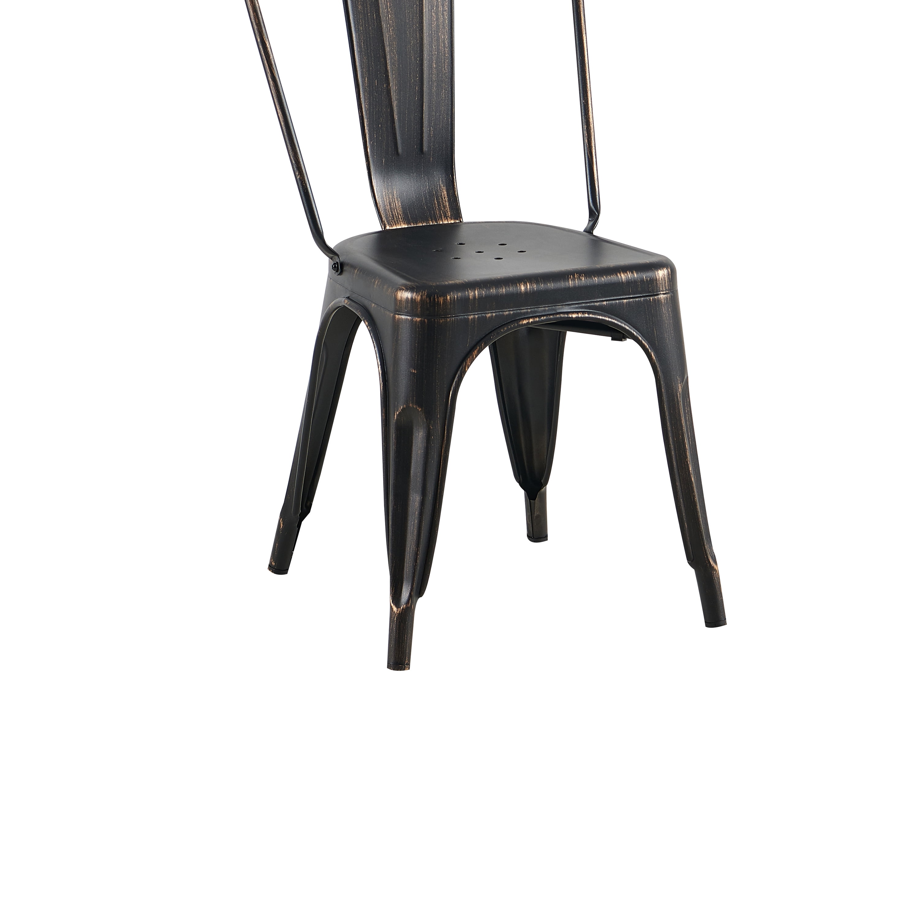 Sanded Matte Black Industrial Metal Dining Chairs 18 Inch Seat Height Stackable, Set of 4