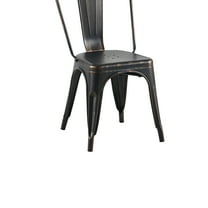 Set of 4 Industrial Metal Dining Chairs, 18" Seat Height, Sanded Matte Black, Stackable for Indoor/Outdoor Kitchen & Restaurant Use, Lightweight & Easy-Clean, Durable Modern Design