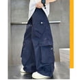 thumbnail image 5 of Atogsazn Boys Baggy Wide Leg Cargo Pants Childrens Casual Loose Fit Sweatpants Quick Dry Lightweight Trouser with Pocket Navy 11-12 Years Fashion, 5 of 7