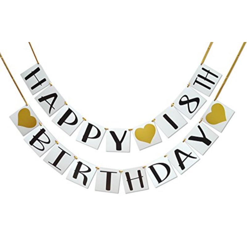 Happy 18th Birthday Banner Personalized Text Full Print Party Backdrop 18” x 4' 