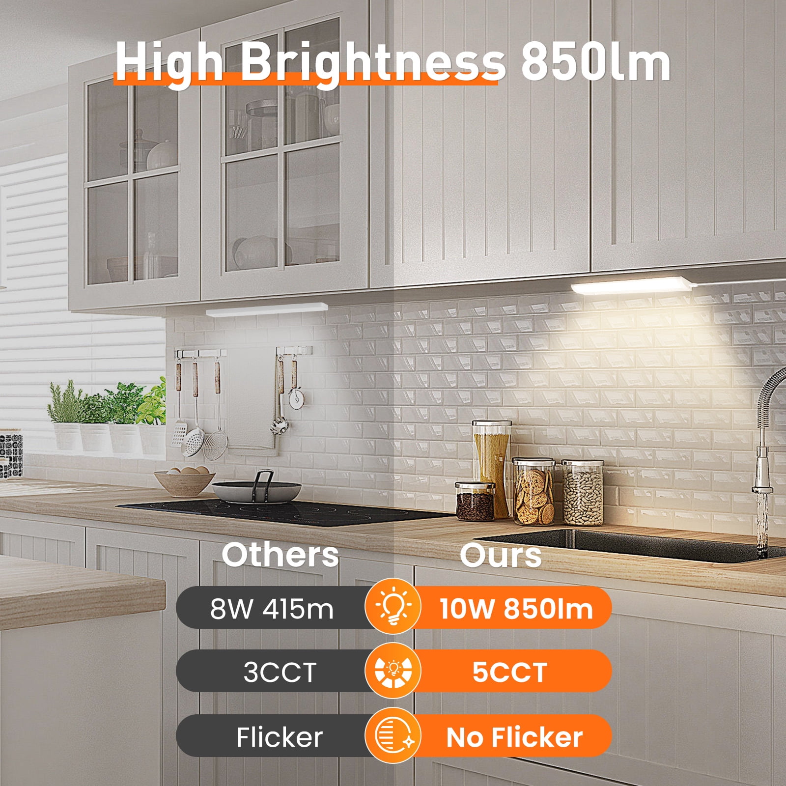 ALUSSO Under Cabinet Lighting 18 inch Dimmble Plug in 5CCT Linkable Hardwired Fixture