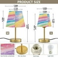 thumbnail image 2 of Modern Minimalist Cone Desk Lamp Antique Bronze Base & Linen Shade Bedside Table Lamp for Bedroom Living Room, Office, Dorm Glittery Rainbow Medium, 2 of 8