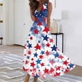 thumbnail image 2 of Women's Patriotic American Flag V-Neck Sleeveless Maxi Dress, Stars & Stripes Summer Long Dress for 4th of July Independence Day Celebrations,Pink S, 2 of 5