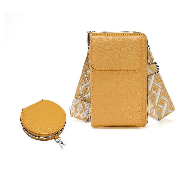 Fiudx Monedero Pequeño de Cuero para Teléfono, Bandolera con Monedero, Correa Ajustable para Guitarra, Múltiples Ranuras para Tarjetas, Uso Diario, Viajes, Compras, Ligero, 11 Cm (Largo) X 4,5 Cm (An