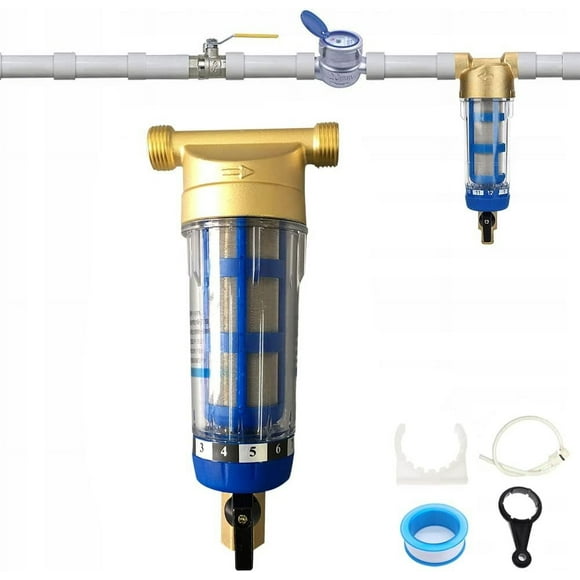 First Line of Defense, Reusable&Longer Filter Life, Whole House Water Filter System with Transparent Housing, for City/Well Water (3/4" Male Thread)