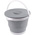thumbnail image 1 of Collapsible Water Bucket with Locking Lid Multifunction Foldable Round Tub Water Pot Portable Water Pail Space Saving Water Container for RV, Camping, Marine, Outdoor Activities and Home (Gray), 1 of 3