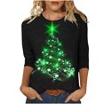 thumbnail image 2 of Wycnly Cute Christmas Shirts Christmas Shirts for Women Fashion Christmas Tree Graphics Cute Tee Tops Ladies Xmas Crewneck 3/4 Sleeve Lightweight Pullover Blouses Christmas Clearance, 2 of 5