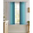thumbnail image 4 of Turquoise Grey Ombre Sheer Curtains 39 Inch Length 2 Panels Set for Living Room/Bedroom, Farmhouse Gradient Minimalist Kitchen Curtains Grommet Semi-Sheer Curtains Window Treatments 27.5"x39"x2, 4 of 7