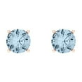 thumbnail image 3 of 14K Solid Gold Screw Back Stud Earrings for Women | 0.5 cttw Round Cut Natural Aquamarine | Rose Gold, 3 of 5